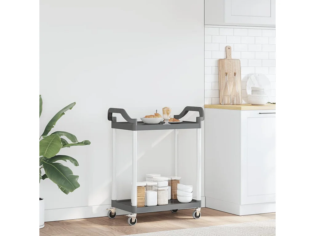 Chariot à 2 niveaux noir 81x41x92 aluminium