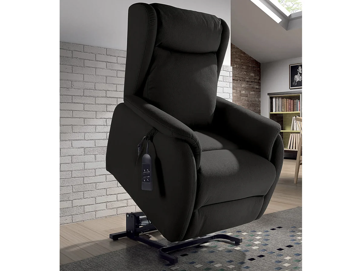 Fauteuil de relaxation et releveur 2 moteurs en nubuck 2 moteurs électriques Biza-Couleur Gris foncé