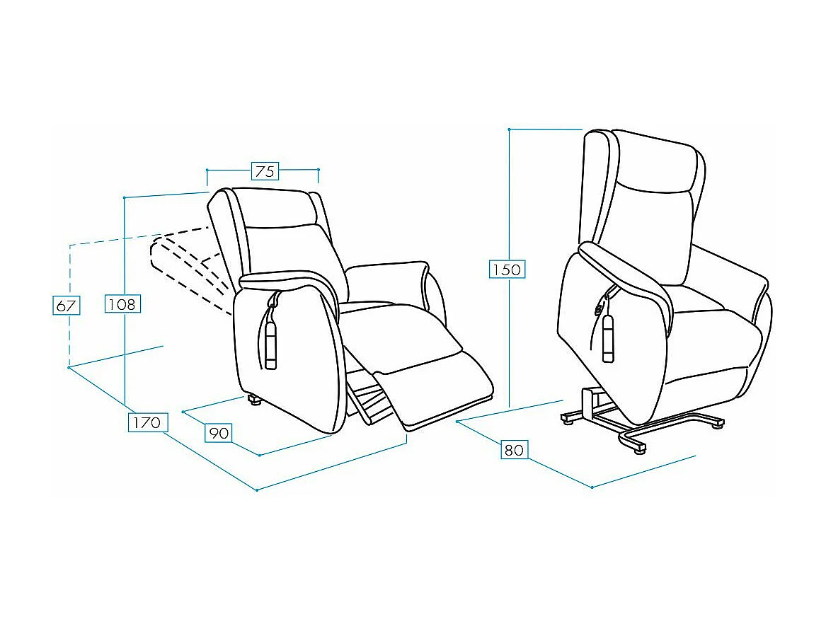 Fauteuil de relaxation et releveur 2 moteurs en nubuck 2 moteurs électriques Biza-Couleur Gris foncé