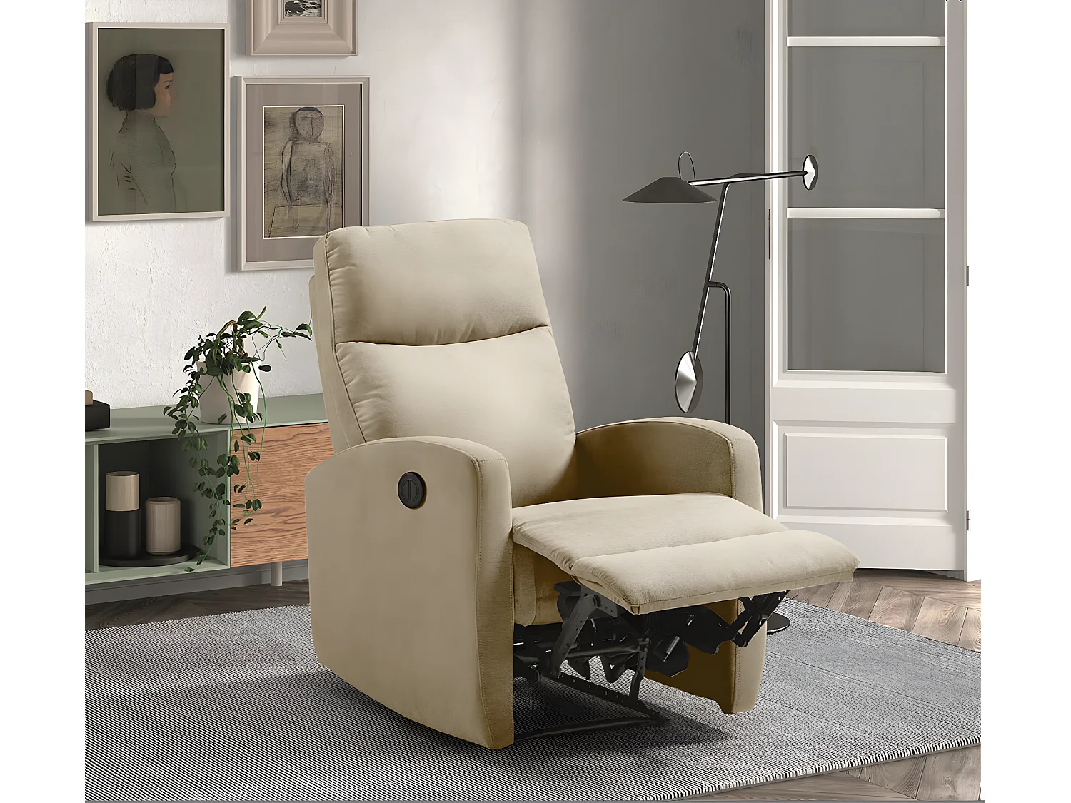 Fauteuil de relaxation manuel tissu Kaleria-Couleur Gris foncé