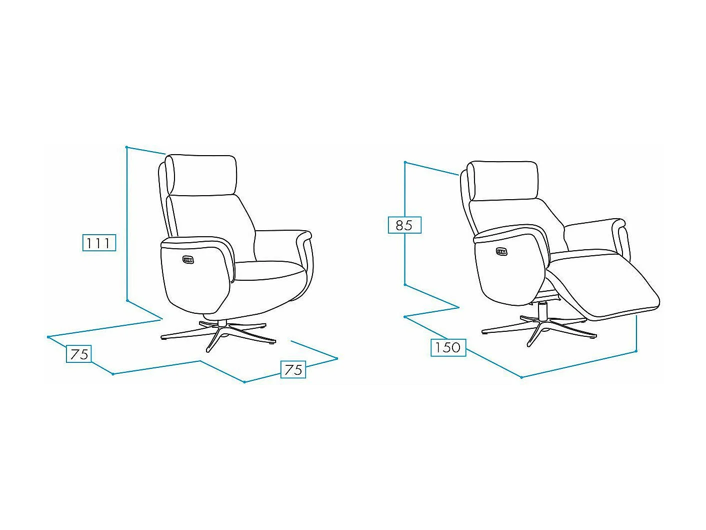 Fauteuil relax électrique 2 moteurs en tissu Kazere-Couleur Gris foncé