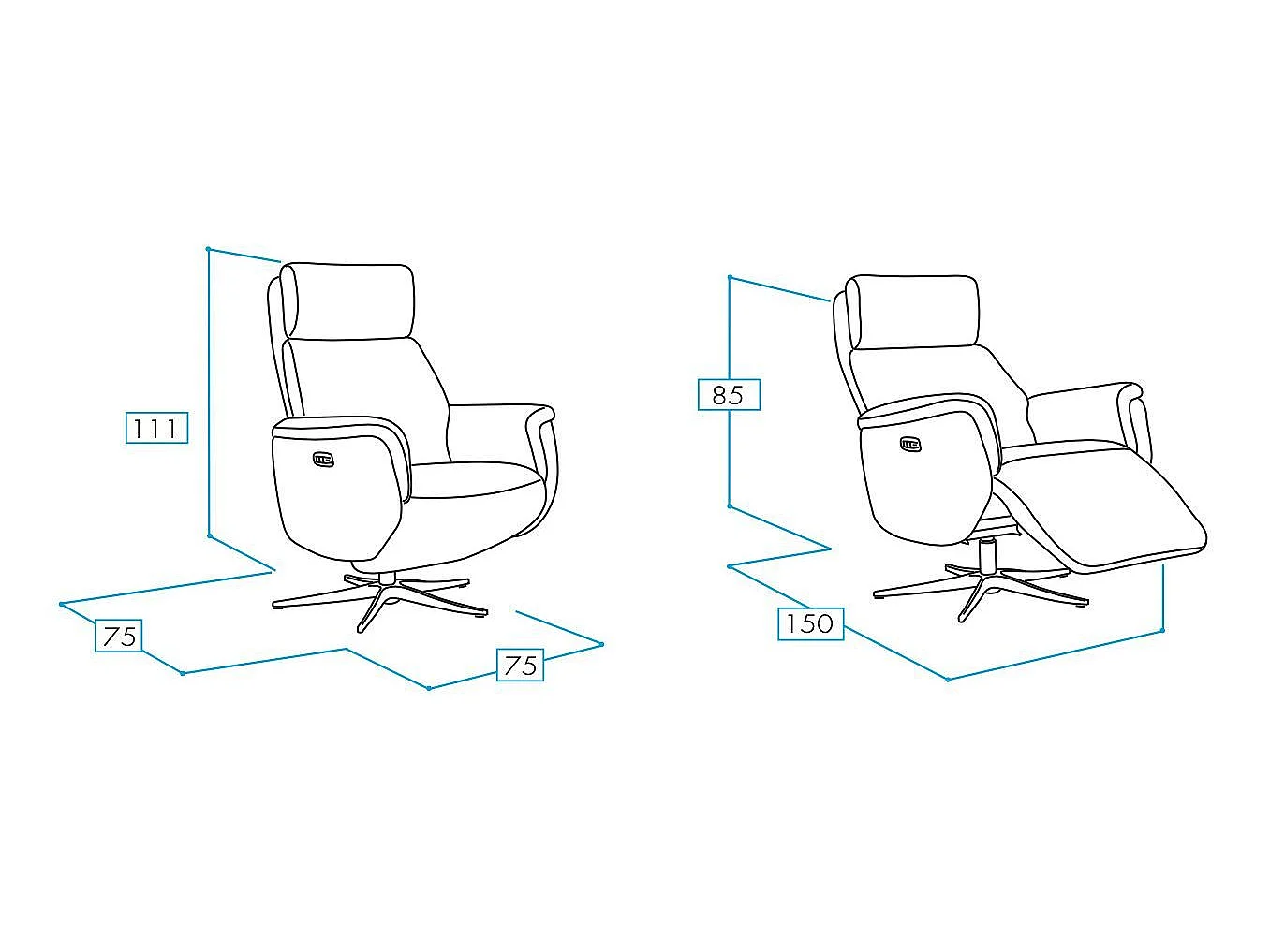 Fauteuil relax électrique 2 moteurs en tissu Kazere-Couleur Gris foncé