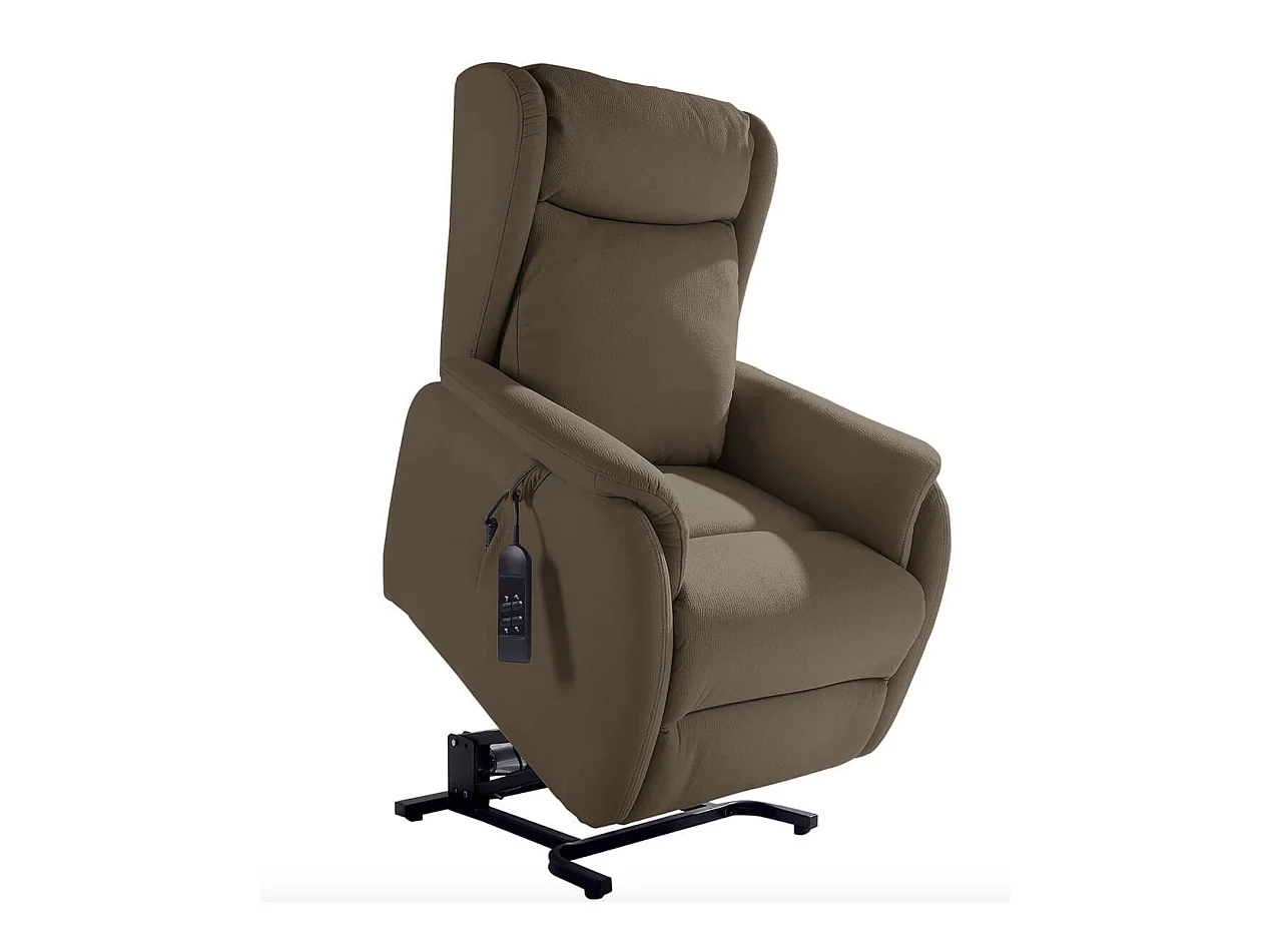 Fauteuil de relaxation et releveur 2 moteurs en nubuck 2 moteurs électriques Biza-Couleur Beige