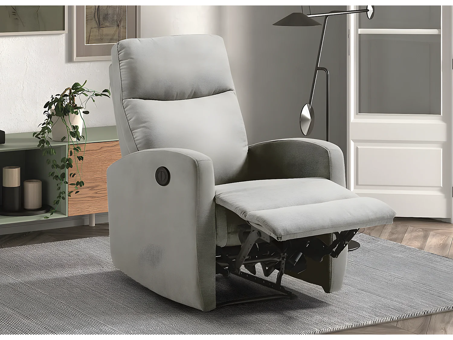 Fauteuil de relaxation manuel tissu Kaleria-Couleur Gris clair