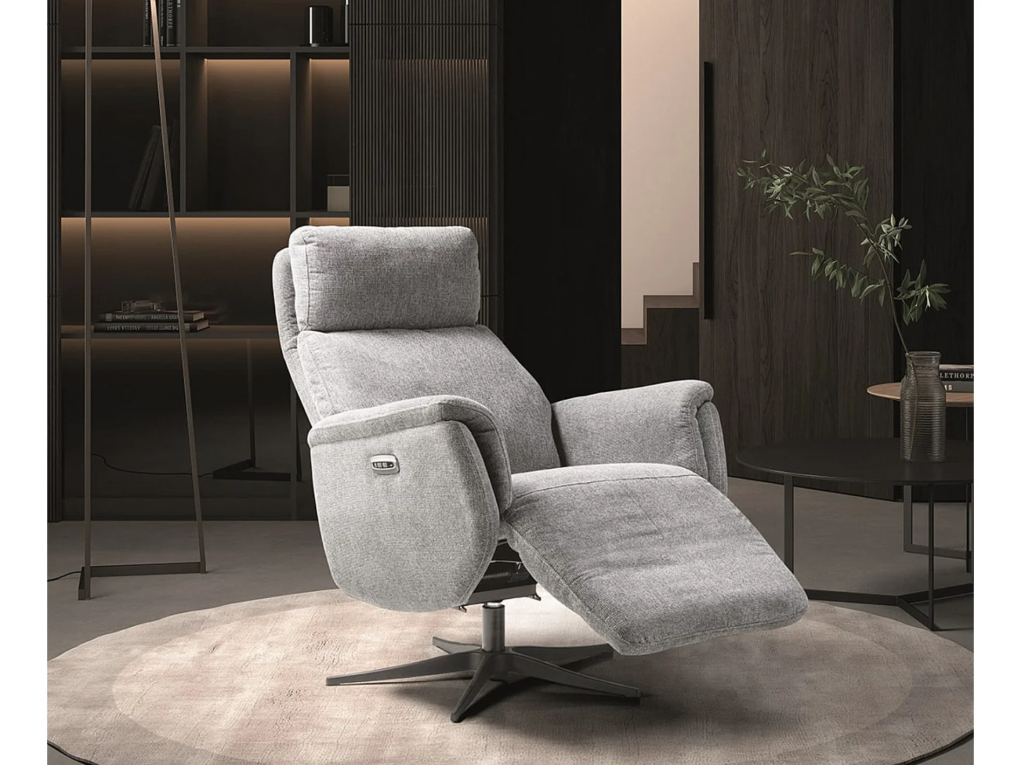 Fauteuil relax électrique 2 moteurs en tissu Kazere-Couleur Gris clair