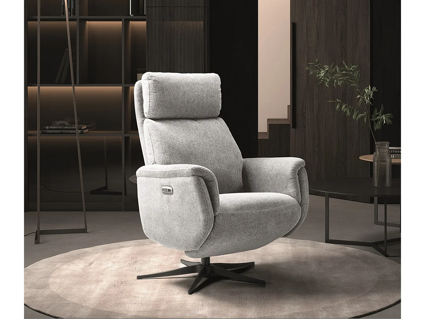Fauteuil relax électrique 2 moteurs en tissu Kazere-Couleur Gris clair