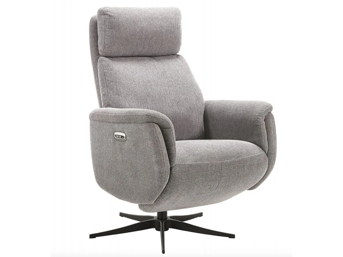 Elektrische relaxfauteuil met 2 motoren in Kazere stof-Kleur Lichtgrijs