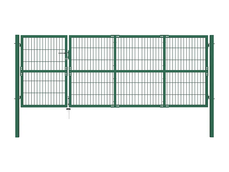 Portail de clôture de jardin avec poteaux 350x120 Acier Vert