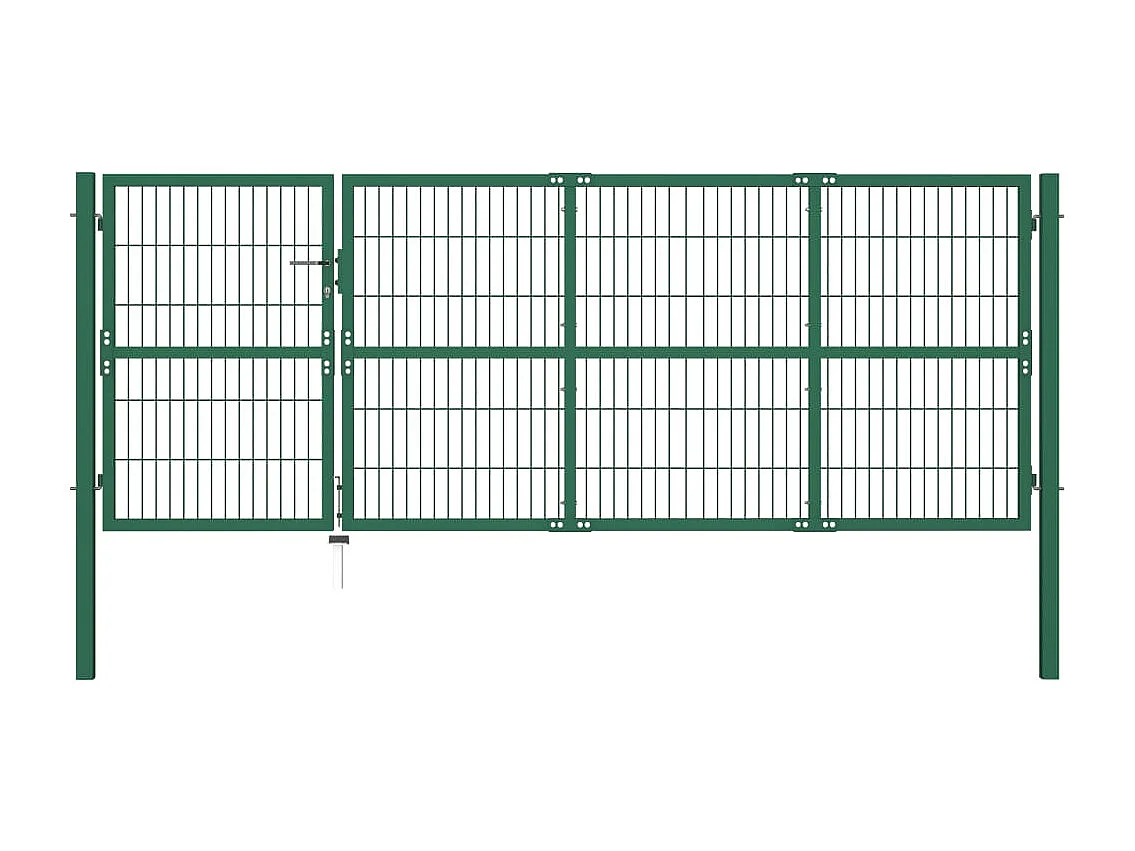 Portail de clôture de jardin avec poteaux 350x120 Acier Vert