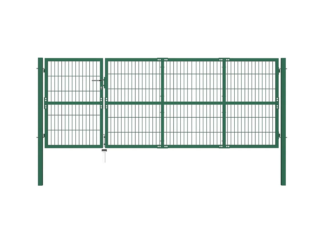 Portail de clôture de jardin avec poteaux 350x120 Acier Vert