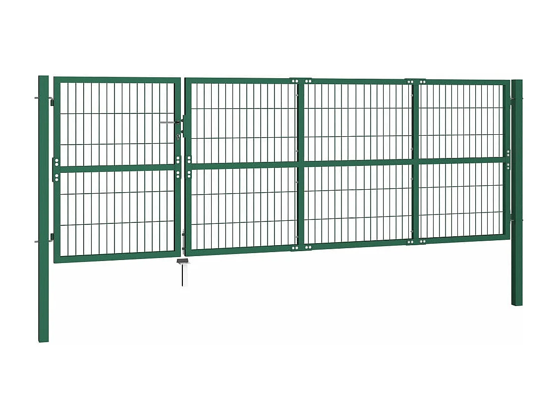 Portail de clôture de jardin avec poteaux 350x120 Acier Vert
