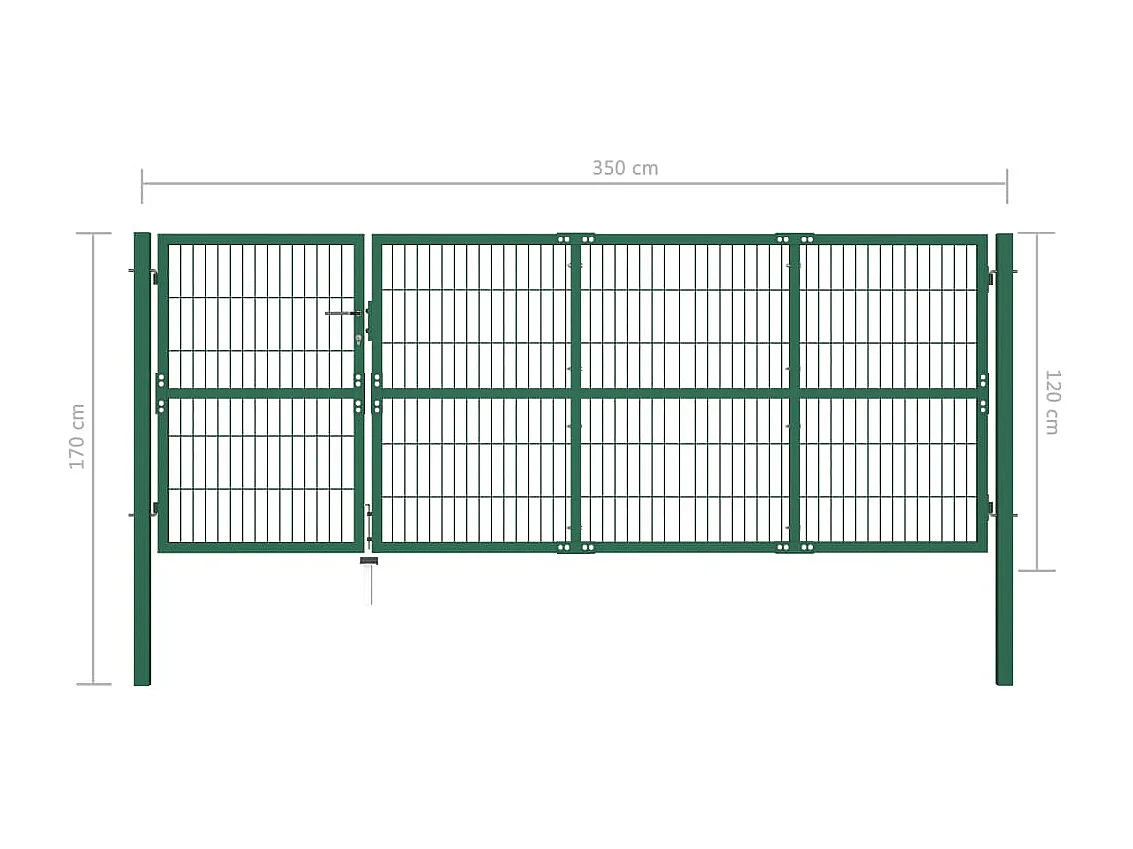 Portail de clôture de jardin avec poteaux 350x120 Acier Vert