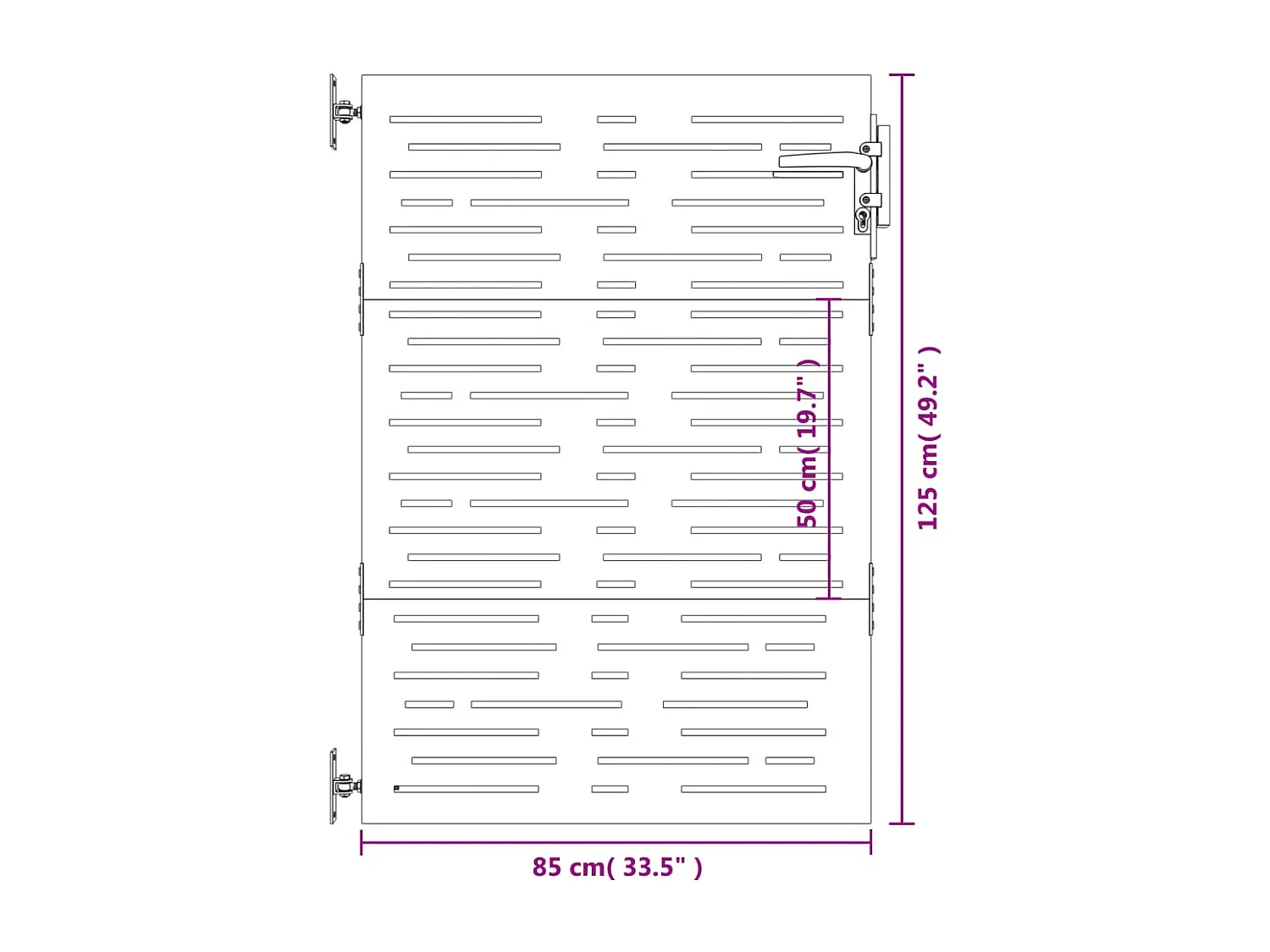Portail de jardin 85x125 acier corten conception de carré