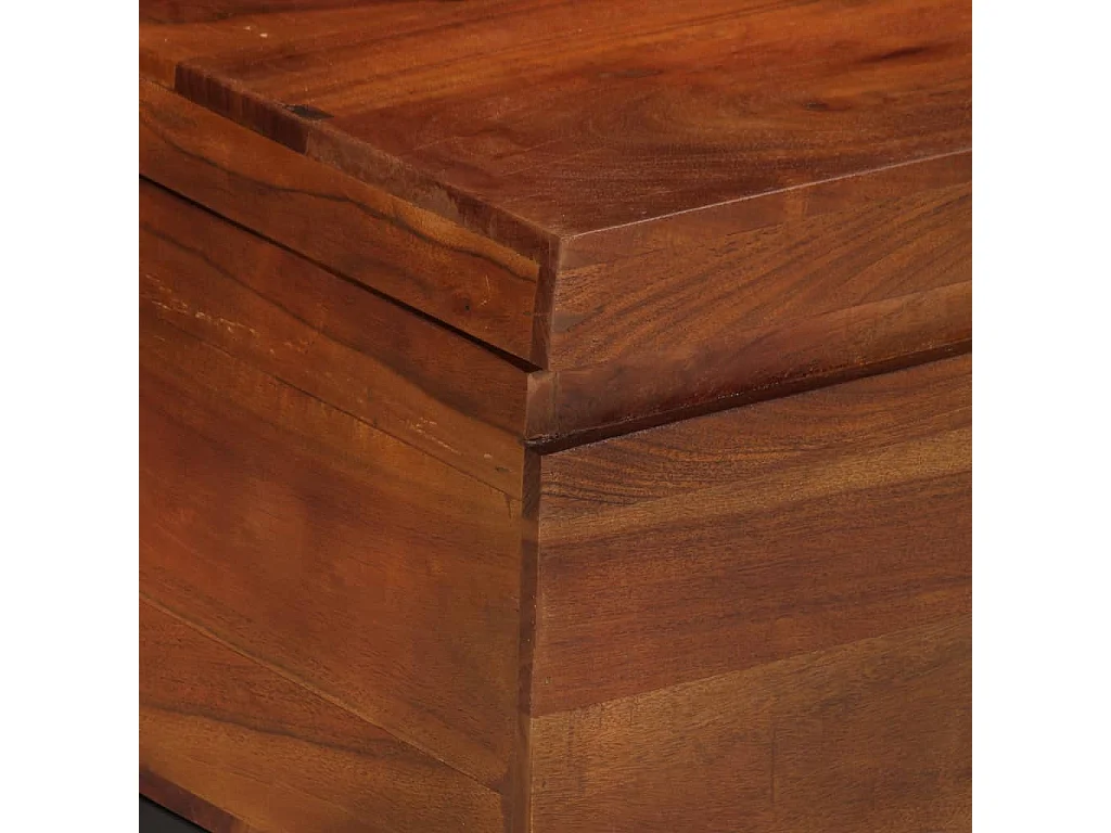 Baúl de almacenaje de madera maciza de acacia 110x35x41 cm Marrón