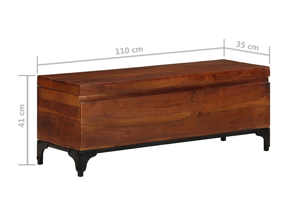 Baúl de almacenaje de madera maciza de acacia 110x35x41 cm Marrón
