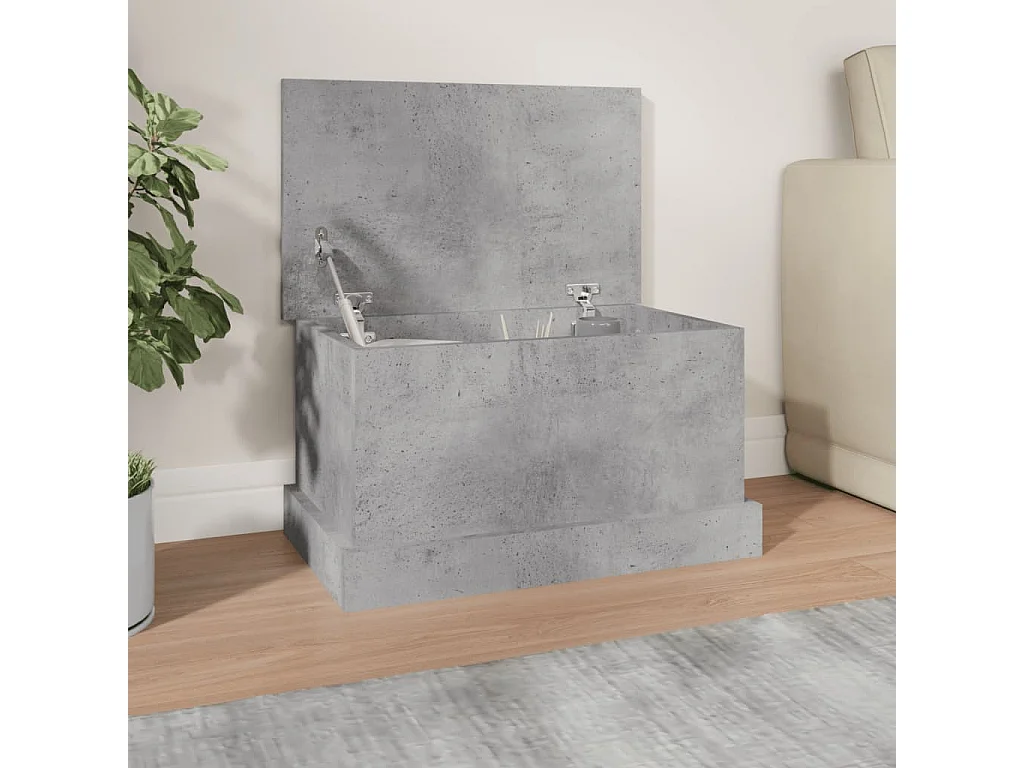 Boîte de rangement gris béton 50x30x28 bois d'ingénierie