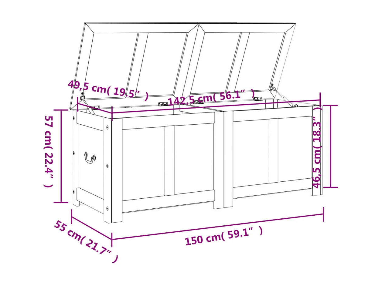 Opbergkist met deksel massief acaciahout bruin en wit