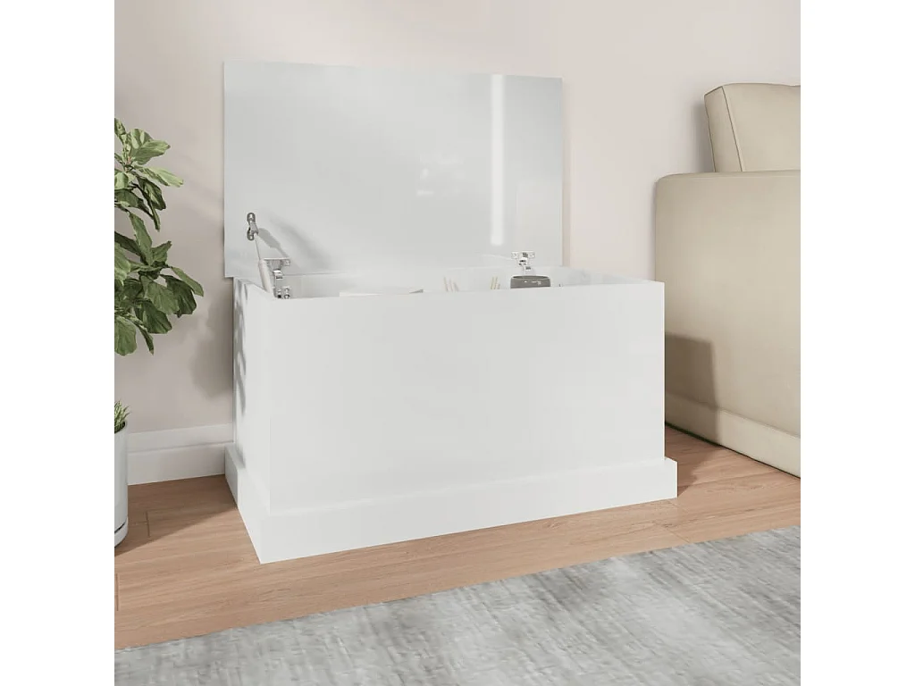 Boîte de rangement blanc brillant 70x40x38 bois d'ingénierie