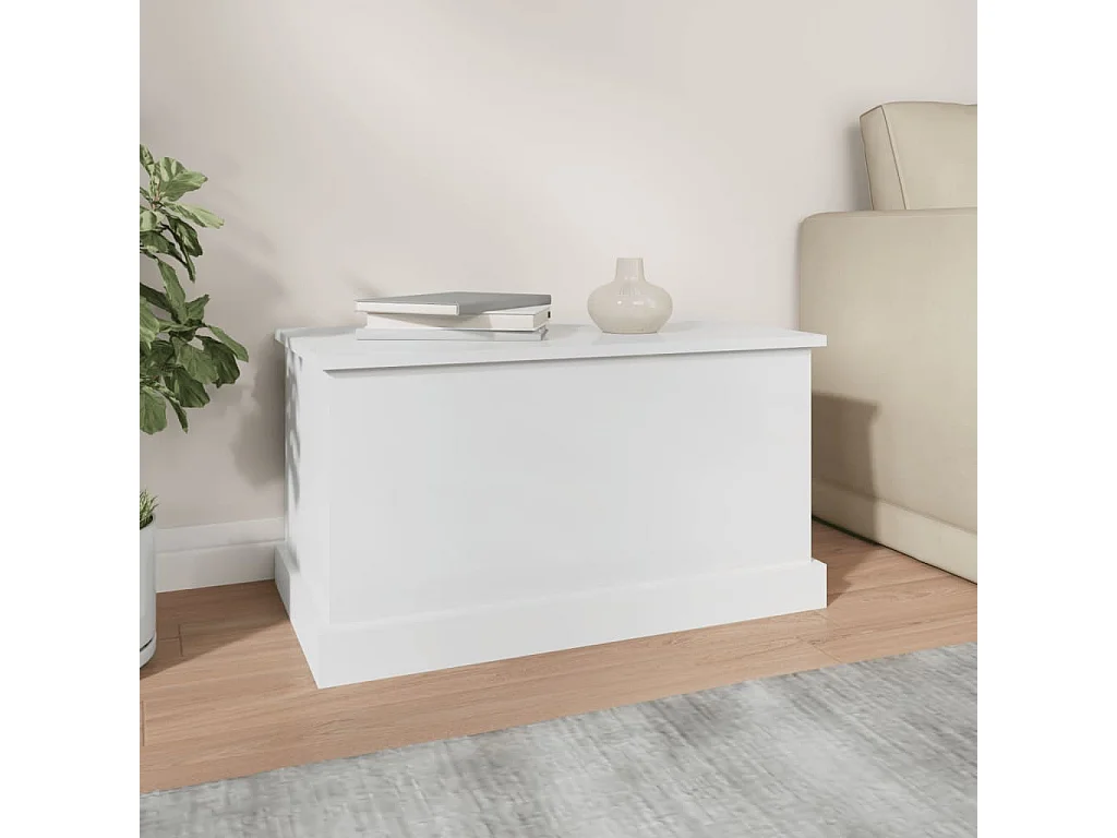 Boîte de rangement blanc brillant 70x40x38 bois d'ingénierie