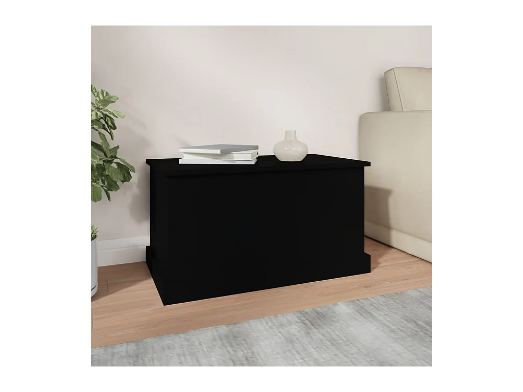 Boîte de rangement noir 70x40x38 bois d'ingénierie