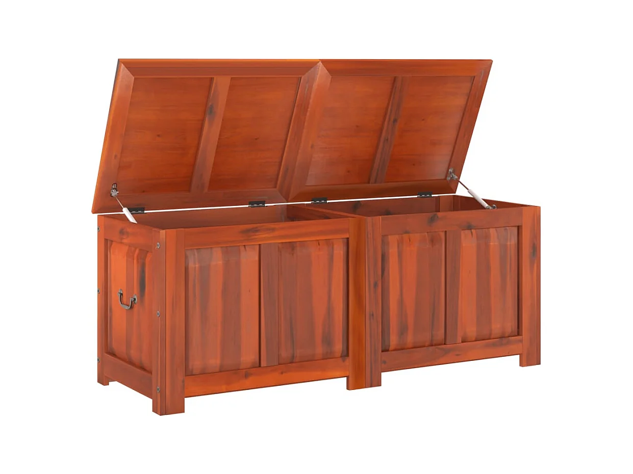 Coffre de rangement avec couvercle marron bois massif d'acacia