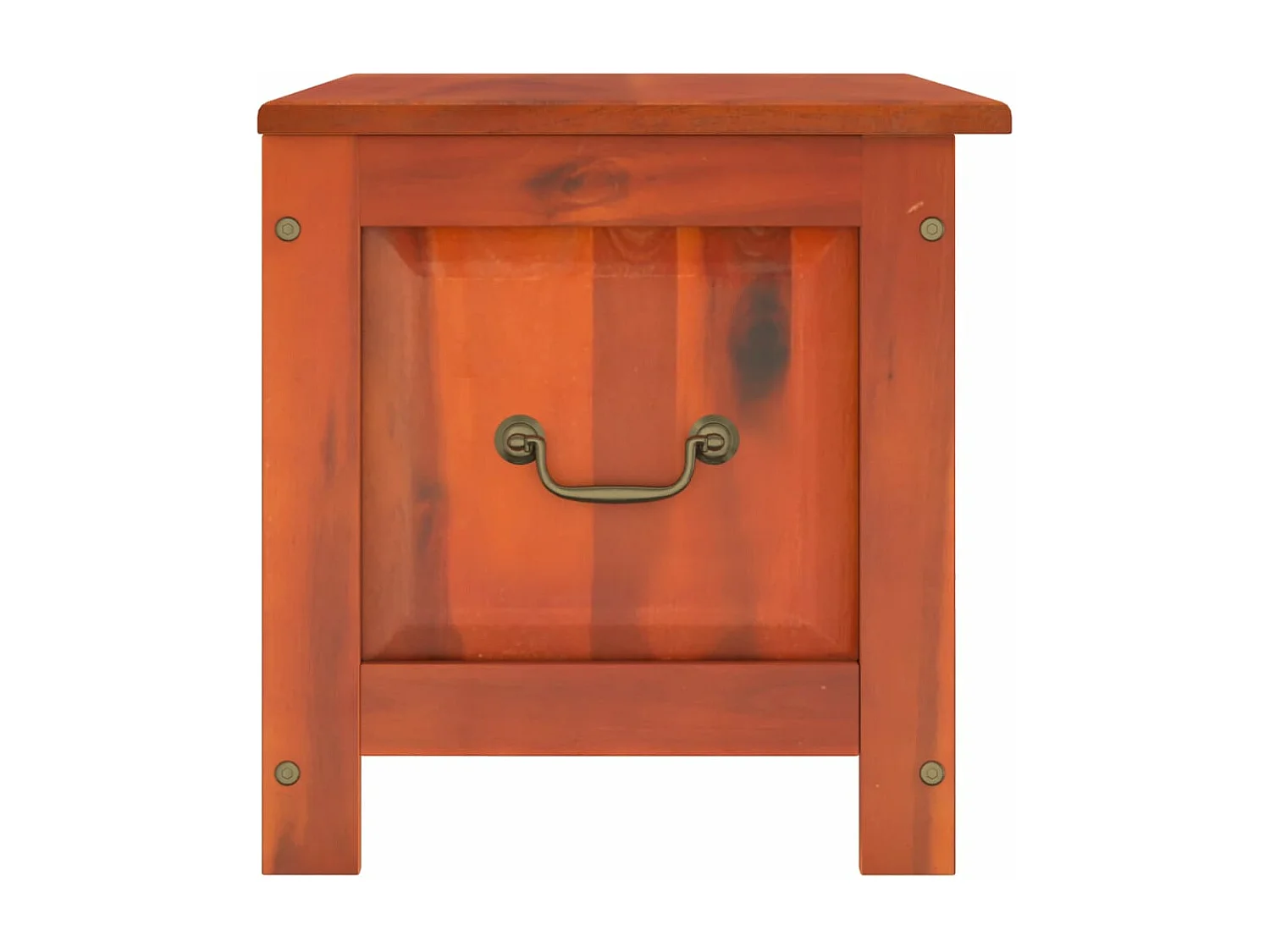 Coffre de rangement avec couvercle marron bois massif d'acacia