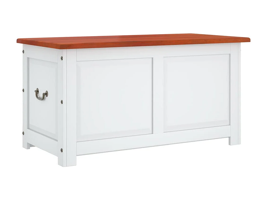 Opbergkist met deksel massief acaciahout bruin en wit