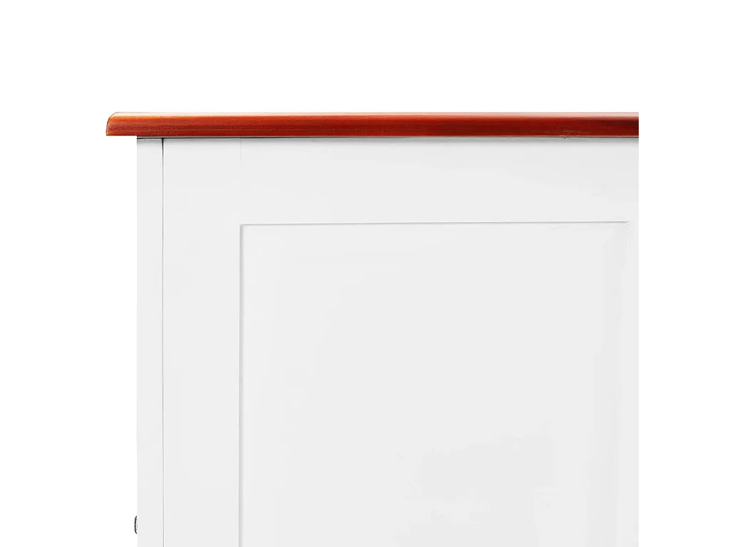 Coffre de rangement et couvercle marron et blanc bois d'acacia