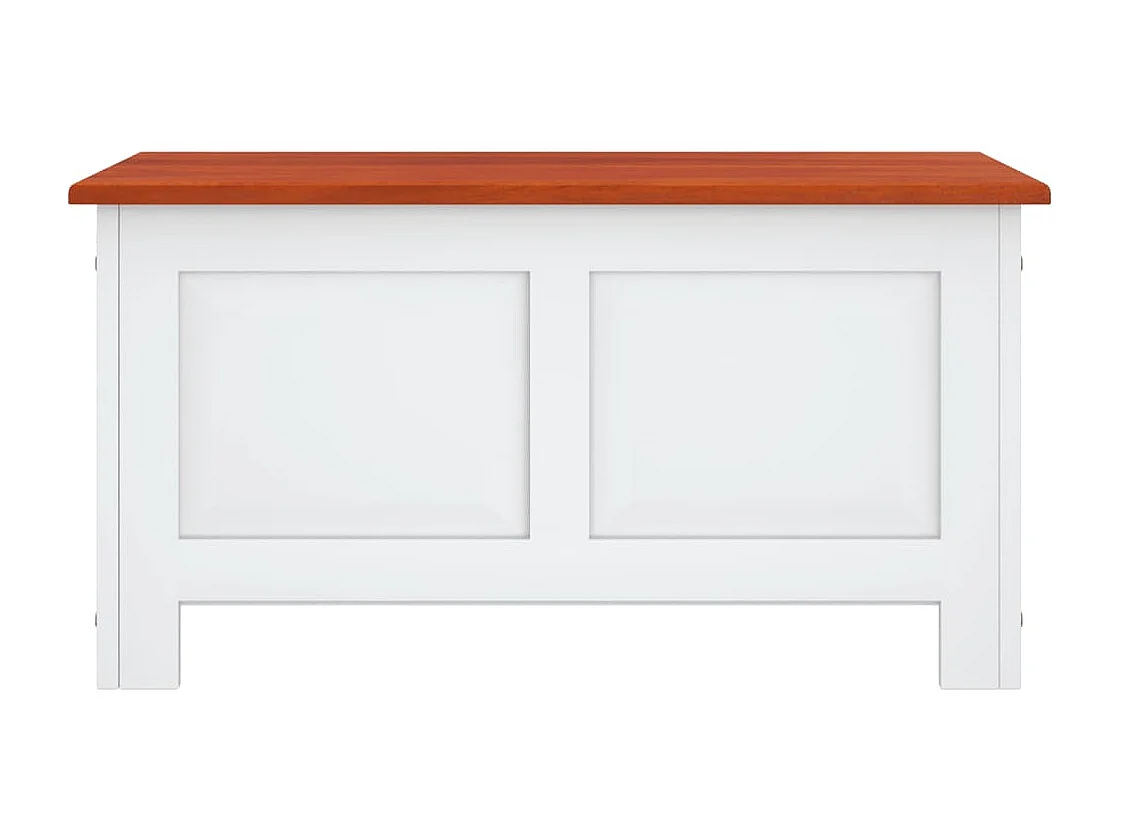 Coffre de rangement et couvercle marron et blanc bois d'acacia