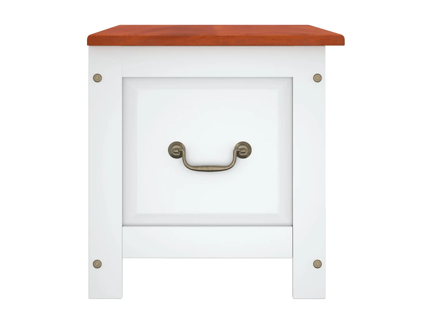 Coffre de rangement et couvercle marron et blanc bois d'acacia