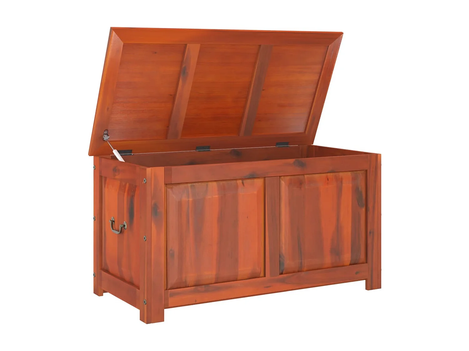 Coffre de rangement avec couvercle marron bois massif d'acacia