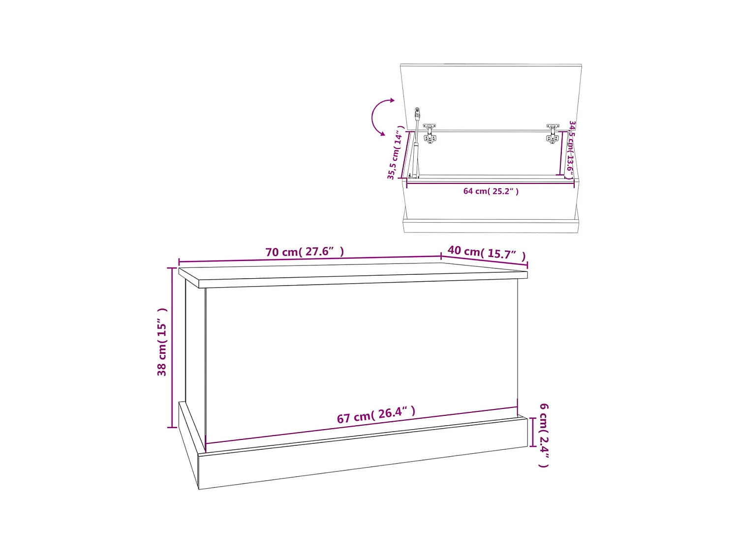 Boîte de rangement chêne marron 70x40x38 bois d'ingénierie
