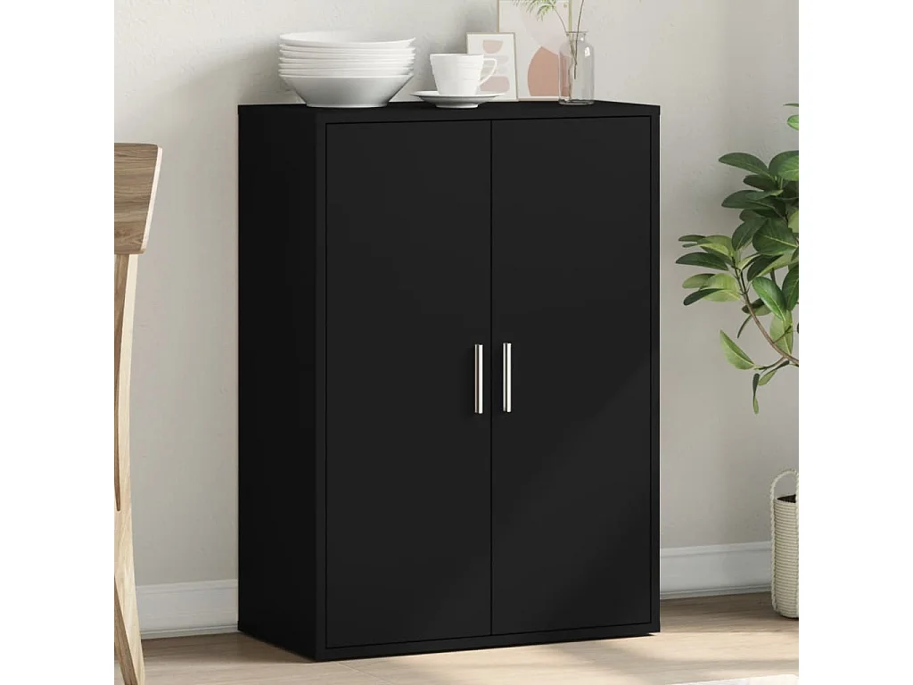 Buffet noir 60x31x84 bois d'ingénierie