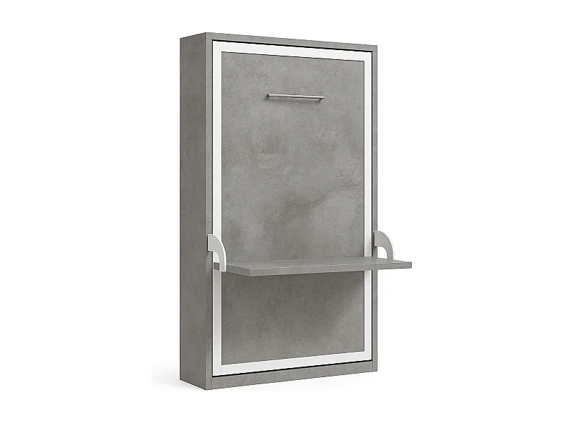Lit escamotable vertical avec bureau STUDANTE-140x190-Façade Ciment