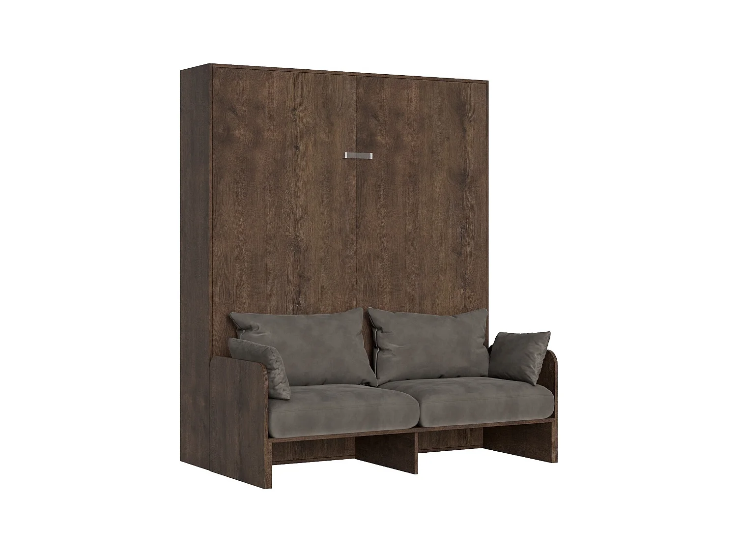 Lit escamotable vertical noyer avec canapé tissu Bounto-Couleur Microfibre 00-160x190