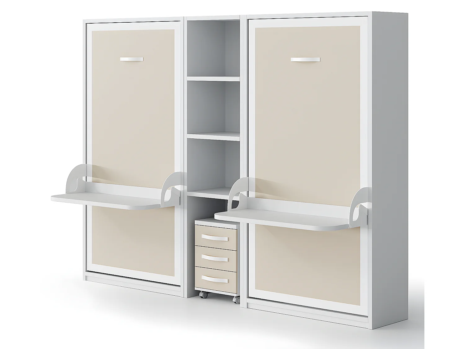 Lit escamotable verticale 140x190 avec bureau Studante-Façade Wengué