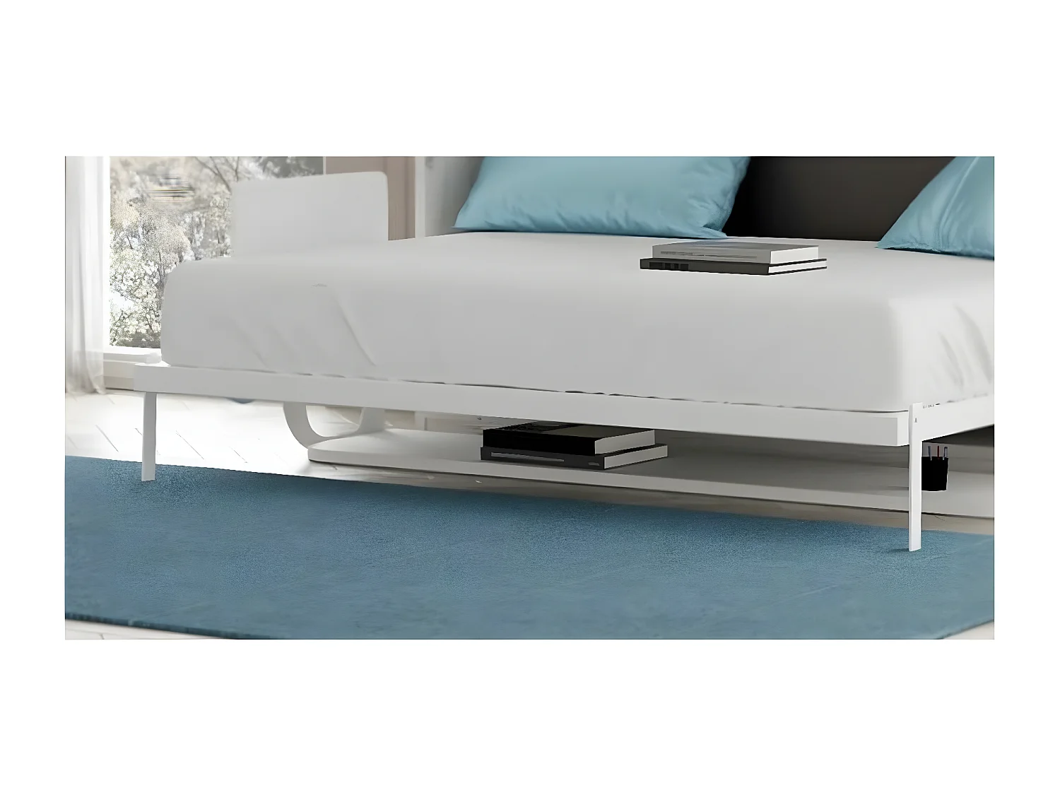 Lit escamotable verticale 140x190 avec bureau Studante-Façade Wengué