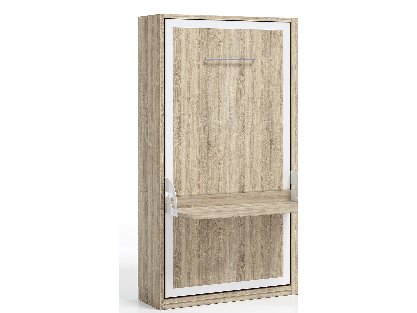 Lit escamotable verticale 140x190 avec bureau Studante-Façade Wengué