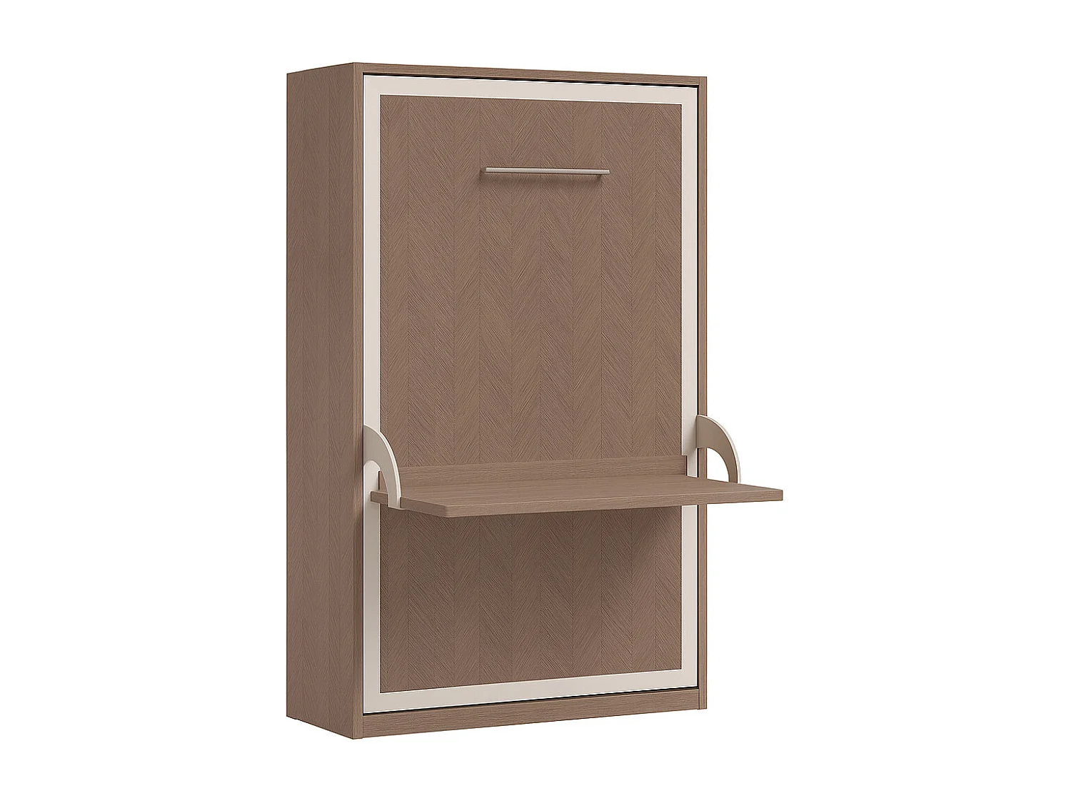 Cama abatible vertical con escritorio STUDANTE-Ropa de cama 90x190 cm-Frente Roble marrón