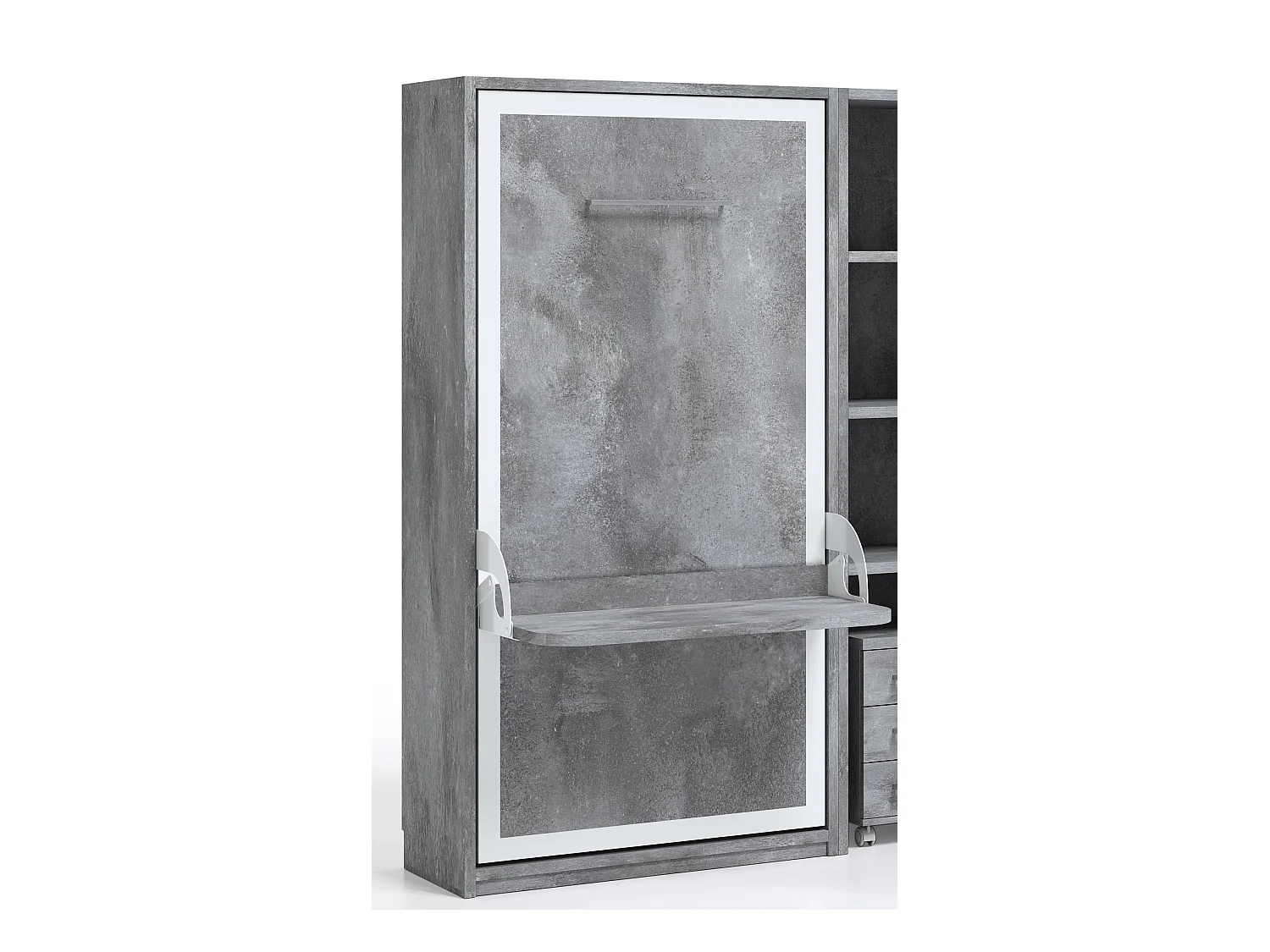 Verticaal opklapbed met bureau STUDANTE-Slapen 90x200cm-Facade Grijze eik