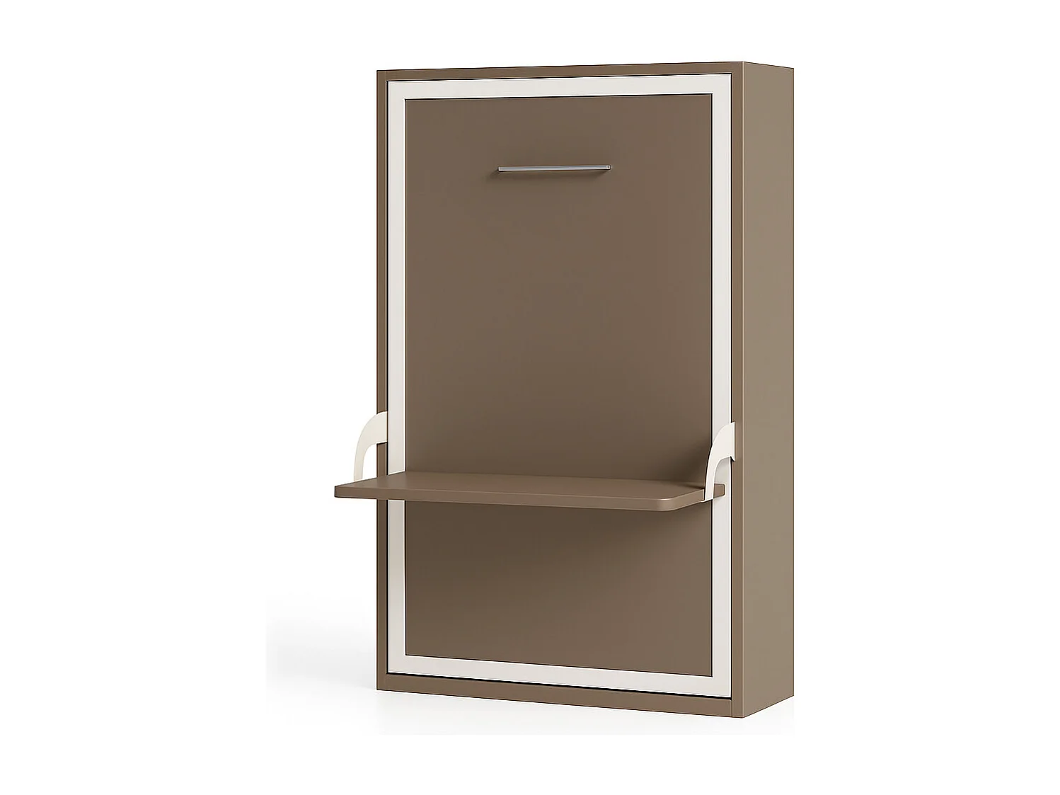 Lit escamotable vertical avec bureau STUDANTE-140x200-Façade Marron