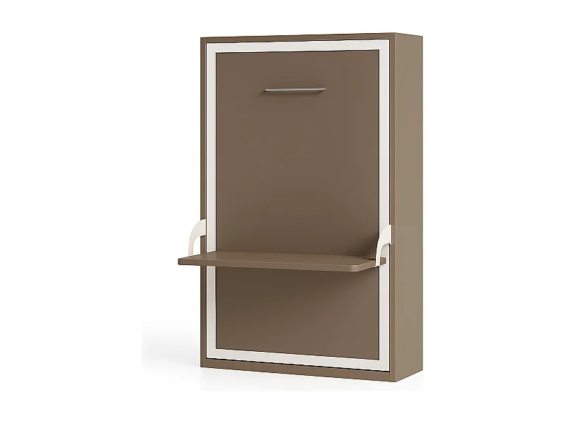 Lit escamotable vertical avec bureau STUDANTE-140x200-Façade Marron