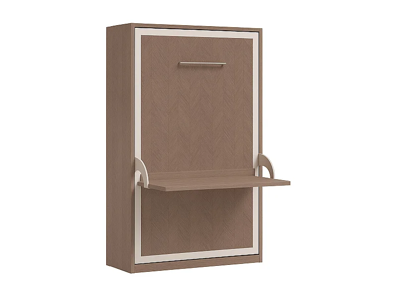 Lit escamotable vertical avec bureau STUDANTE-140x200-Façade Chêne brun