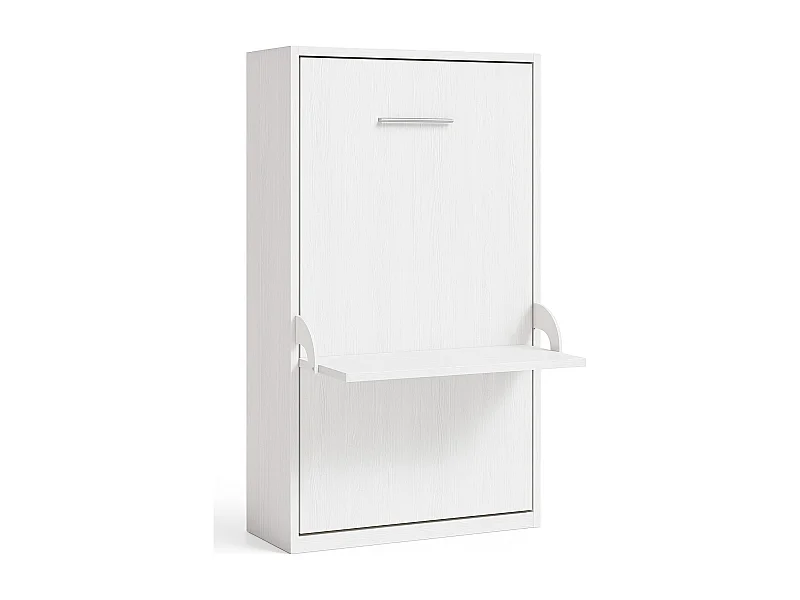 Lit escamotable vertical avec bureau STUDANTE-90x200-Façade Chêne blanc