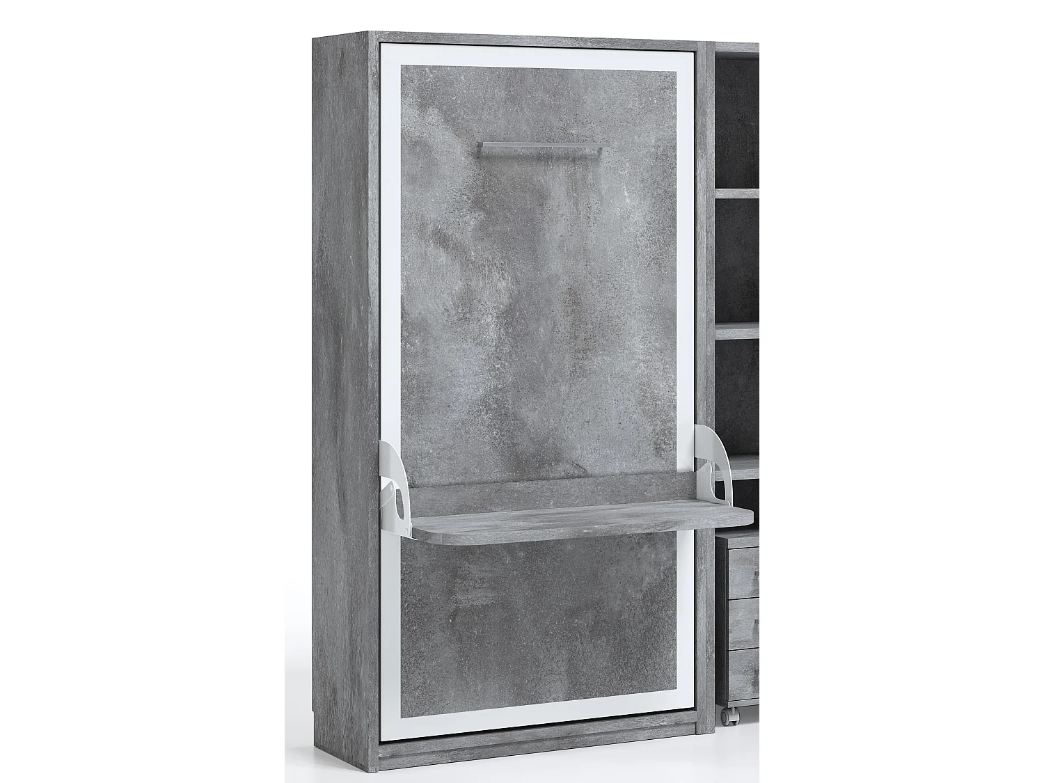 Lit escamotable verticale 90x200 avec bureau Studante-Façade Rouge