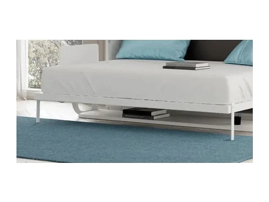 Lit escamotable vertical avec bureau STUDANTE-140x190-Façade Chêne blanc