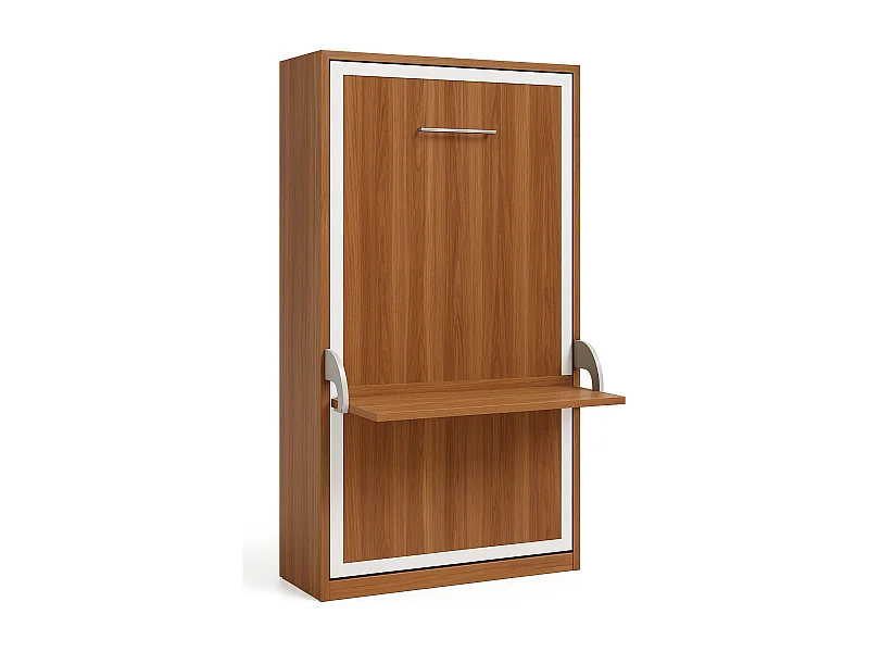 Lit escamotable vertical avec bureau STUDANTE-90x200-Façade Noyer