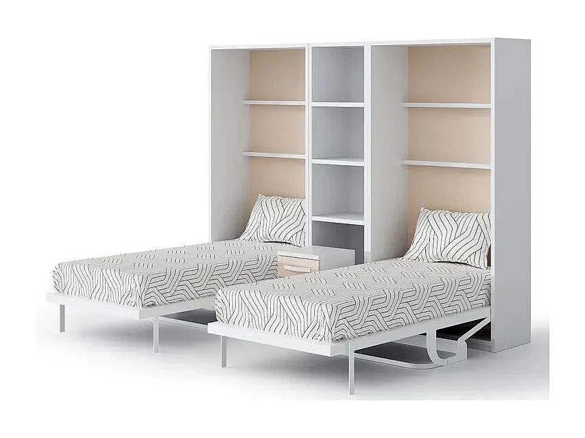 Verticaal opklapbed met bureau STUDANTE-Slapen 90x200cm-Facade Okkernoot