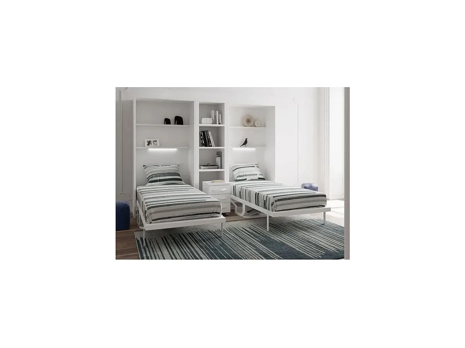 Cama abatible vertical con escritorio STUDANTE-Ropa de cama 140x200 cm-Frente Carbono