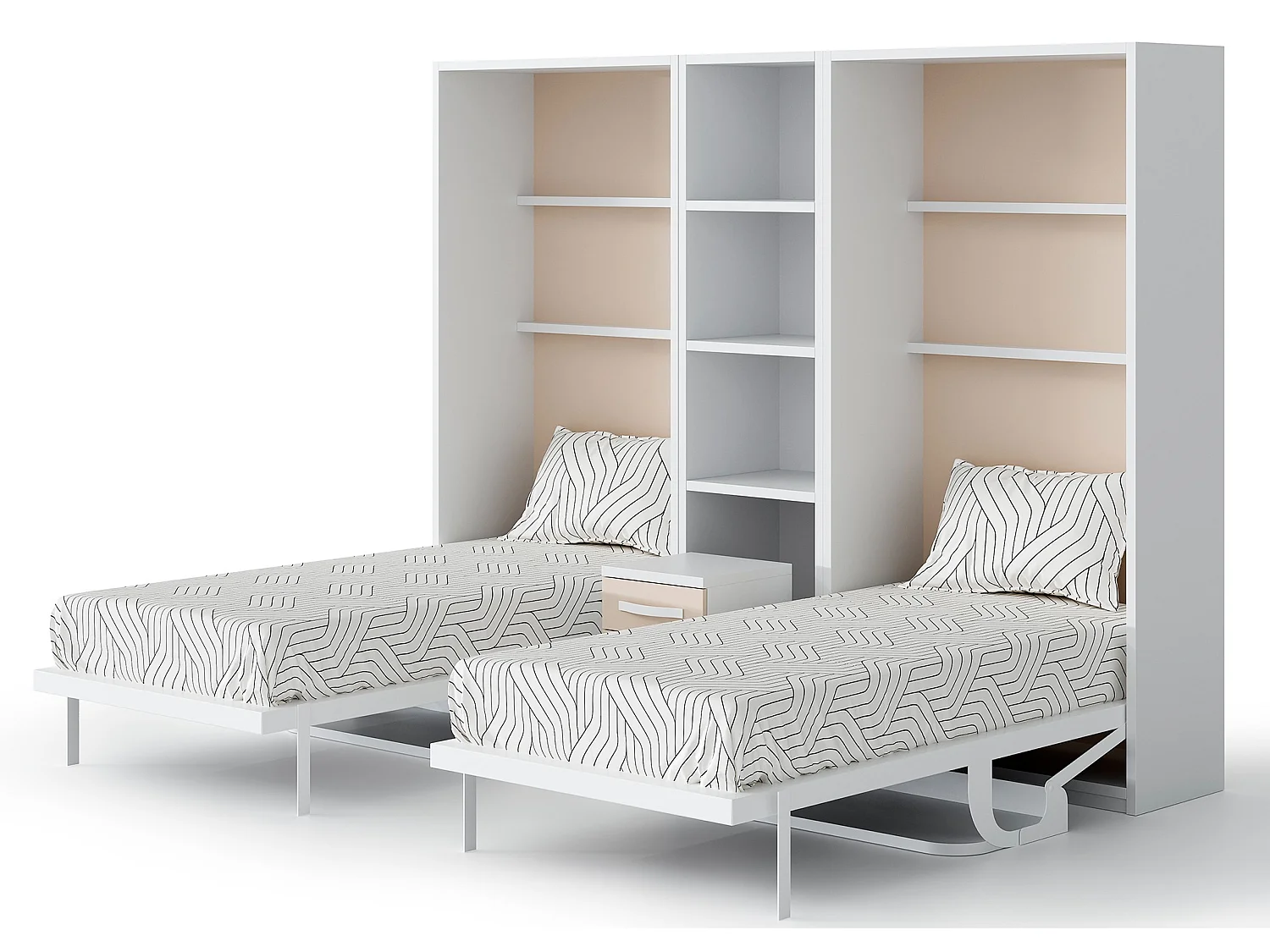 Lit escamotable verticale 90x190 avec bureau Studante-Façade Rouge